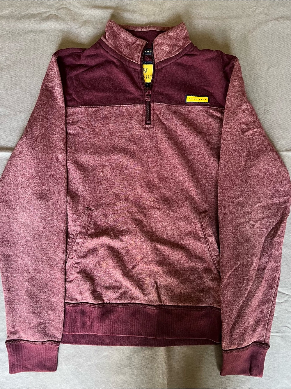 Prince Men's Zip-Up Sweater - Maroon Heather